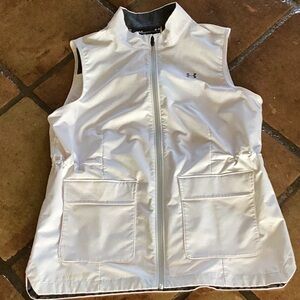 Under Armour White Vest with Stand-Up Collar and Full-Length Zipper